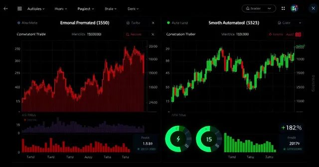 Cryptocurrency trading performance comparison showing emotional trading losses versus automated bot gains with data visualizations with proven high-performance crypto trading strategies
